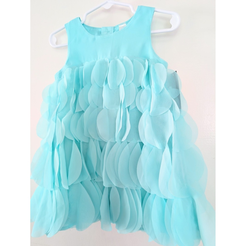 Cherokee Toddler Girls 2T Aqua Petal Tiered Sleeveless Dress Party Wedding New - Picture 5 of 8